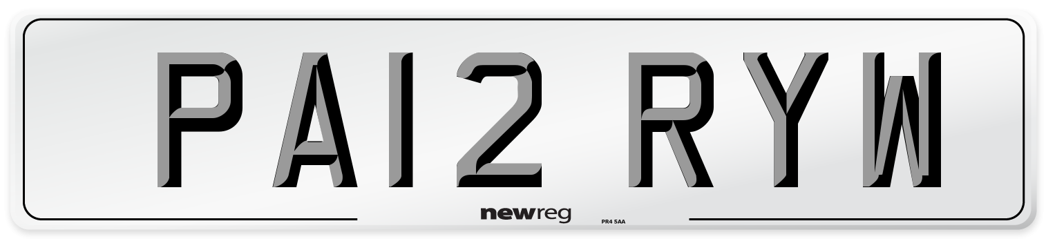 PA12 RYW Number Plate from New Reg
